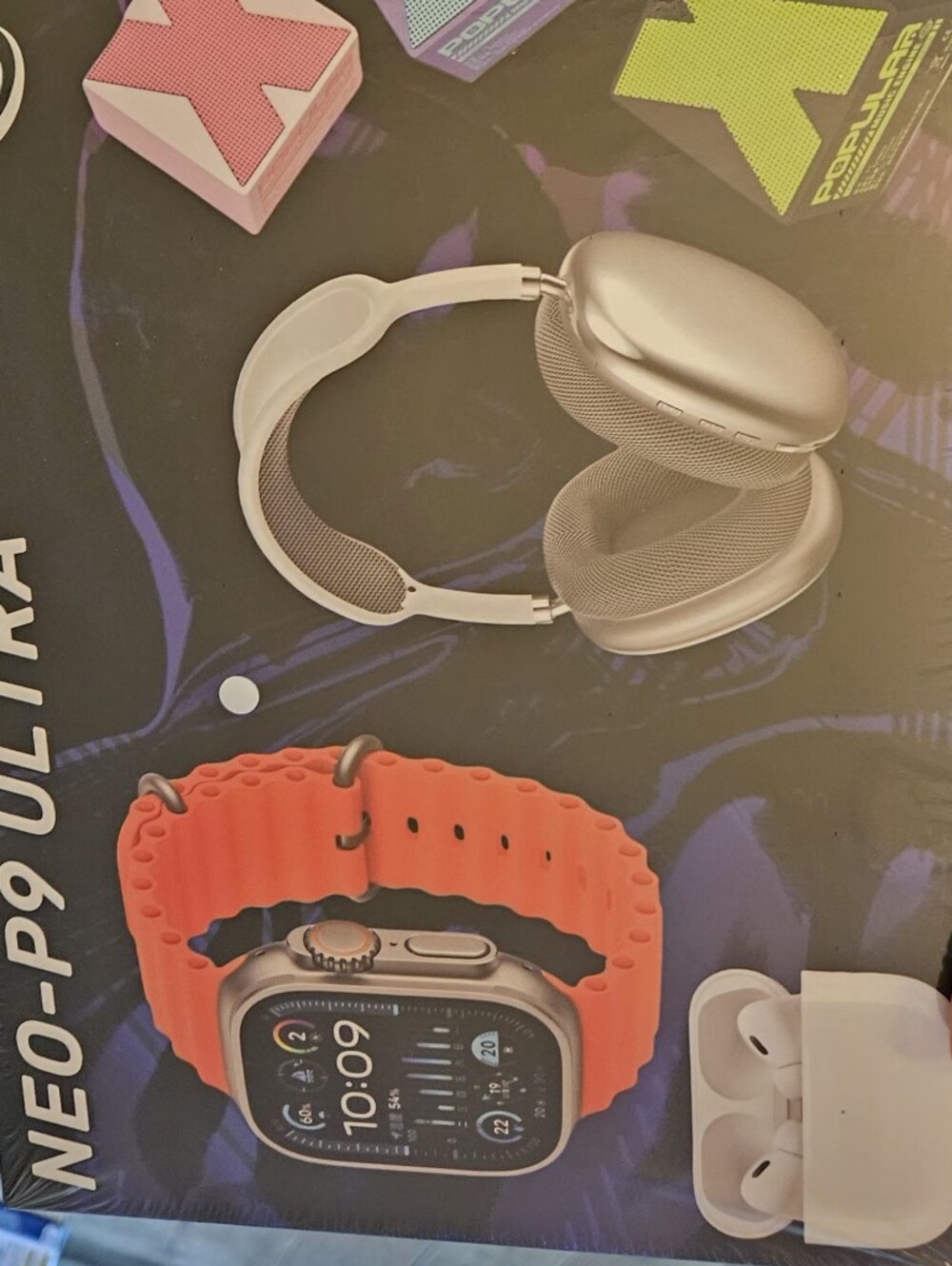 Smartwatch, Over The Ear Headphones And Earbud Bundle New And Sealed In Box